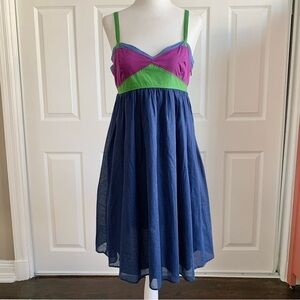 Tara Jarmon for Target Navy, Green and Purple Cotton Summer Dress